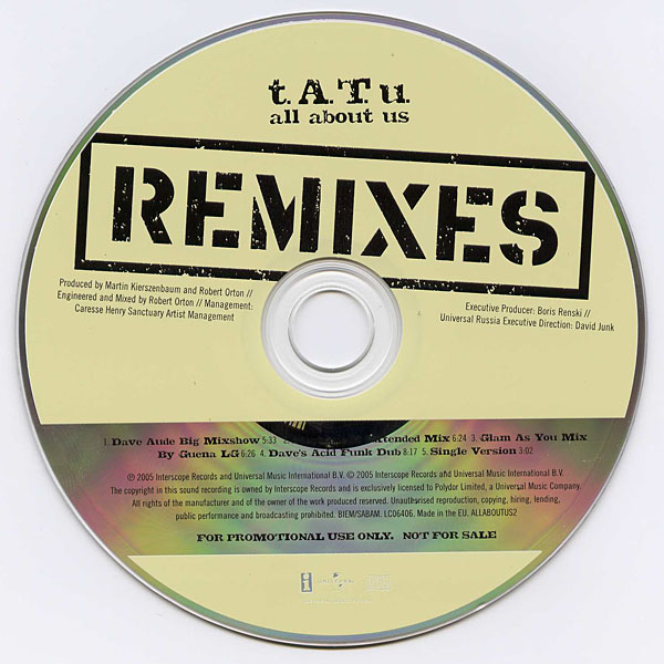 All About Us - The Remixes Promo